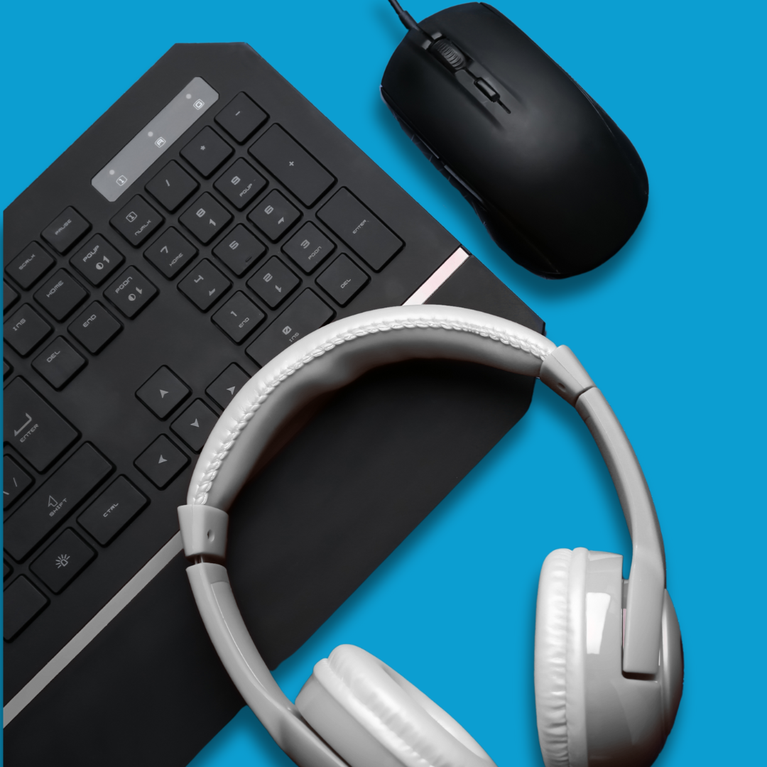 Keyboard, mouse, and headphones for the perfect Work From Home setup